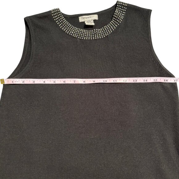 Designers Originals Petite black 2 piece beaded sweater tank w cardigan sz PM - Picture 12 of 16